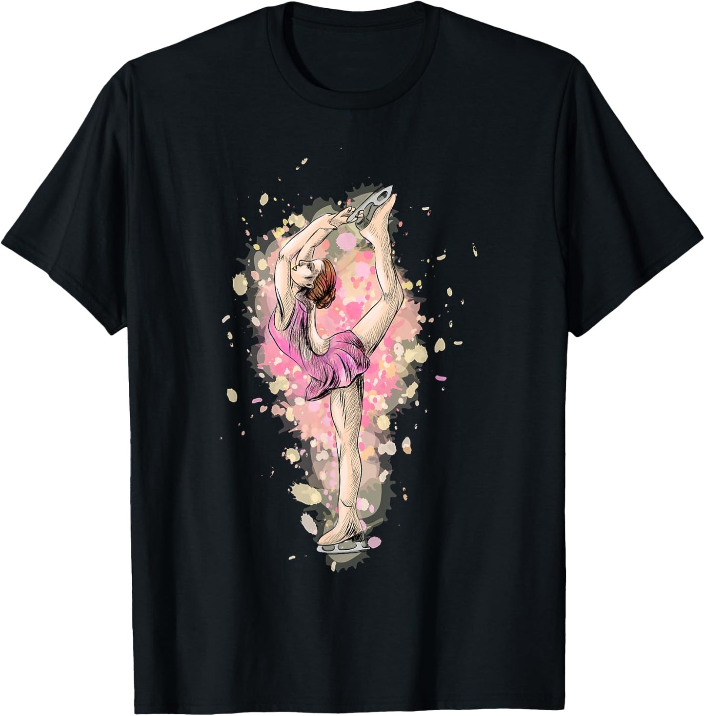 Watercolour Skating Girl T-Shirt - T-Shirt | Black