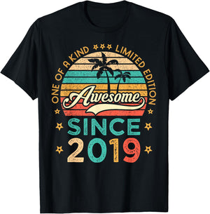 Awesome Since 2019 One Of A Kind Limited Edition Birthday T-Shirt - T-Shirt | Black