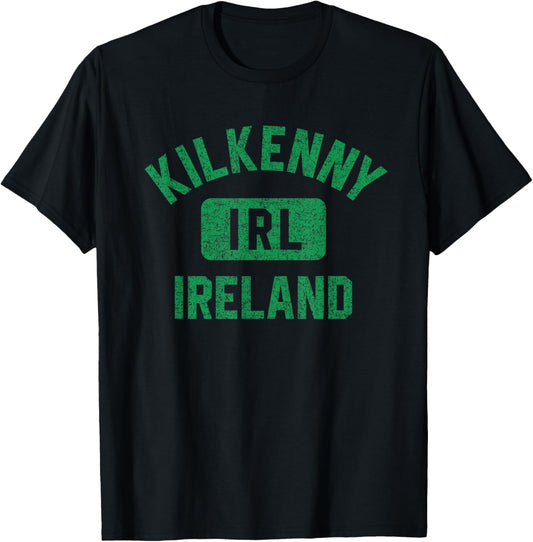 Kilkenny Ireland IRL Gym Style Distressed Green Print T-Shirt - T-Shirt | Black
