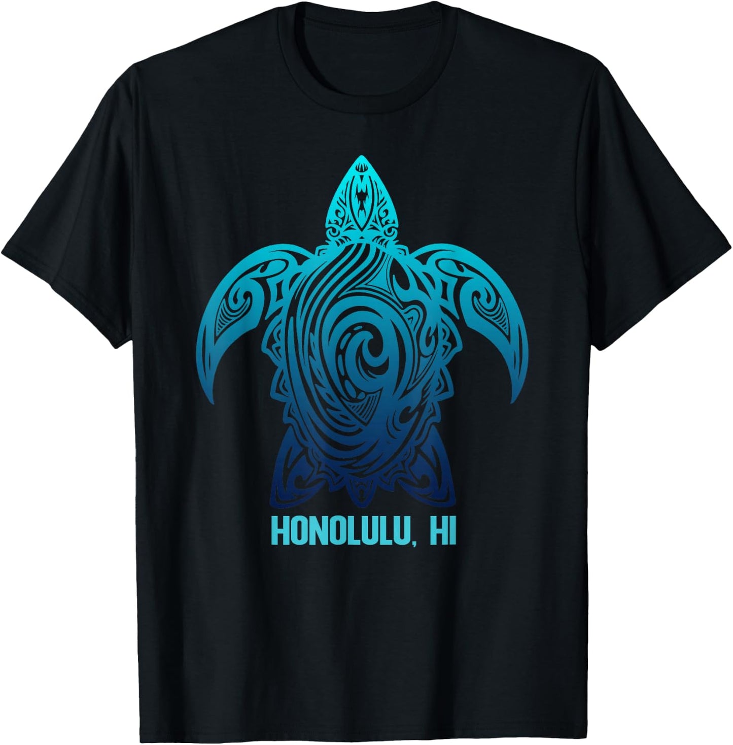 Honolulu Hawaii Tribal Turtle Hawaiian Surfer Diving T-Shirt - T-Shirt | Black
