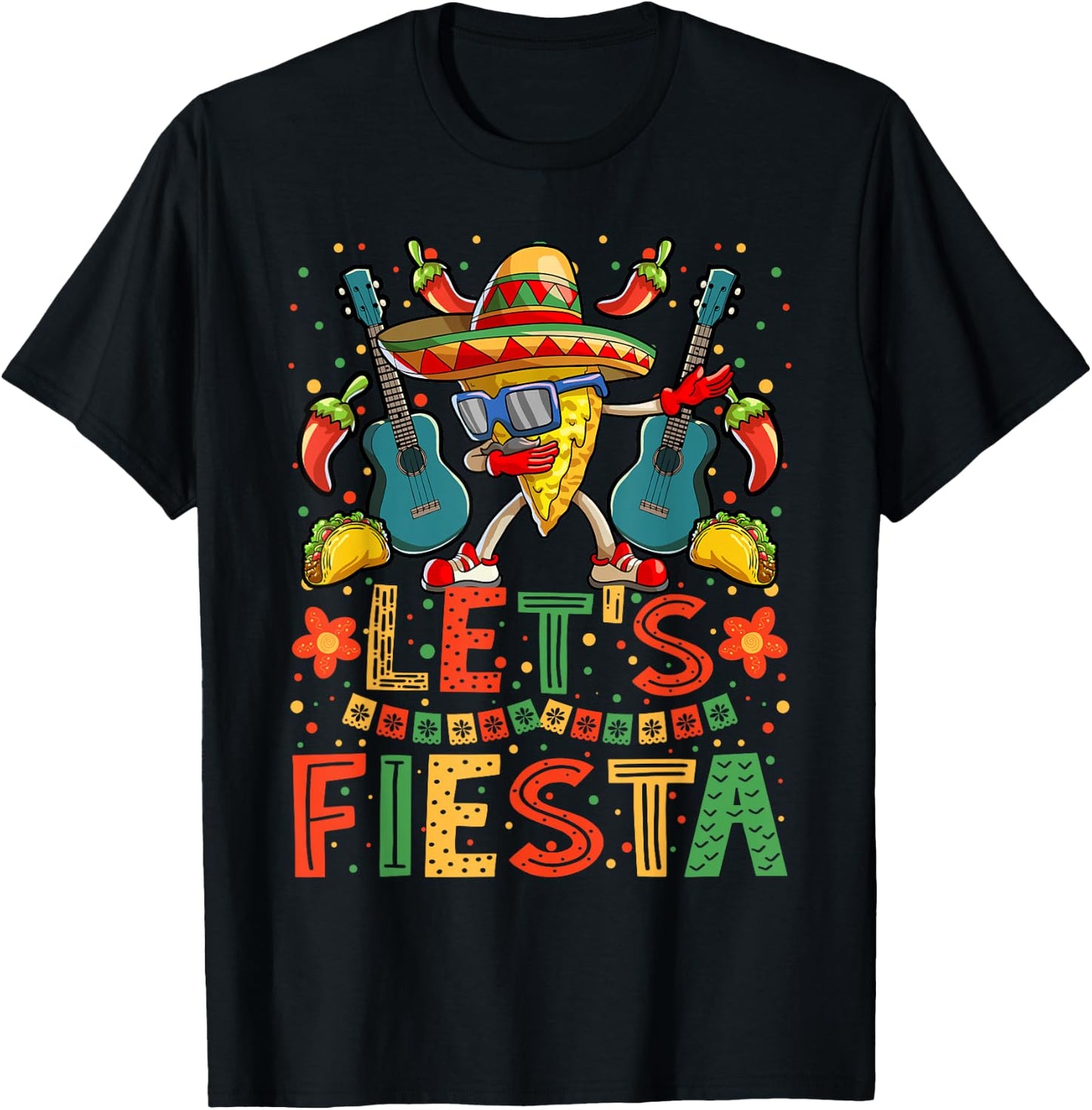 Dabbing Nacho Cinco de Mayo Shirt Women Men Lets Fiesta T-Shirt - T-Shirt | Black