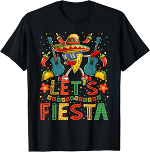 Dabbing Nacho Cinco de Mayo Shirt Women Men Lets Fiesta T-Shirt - T-Shirt | Black