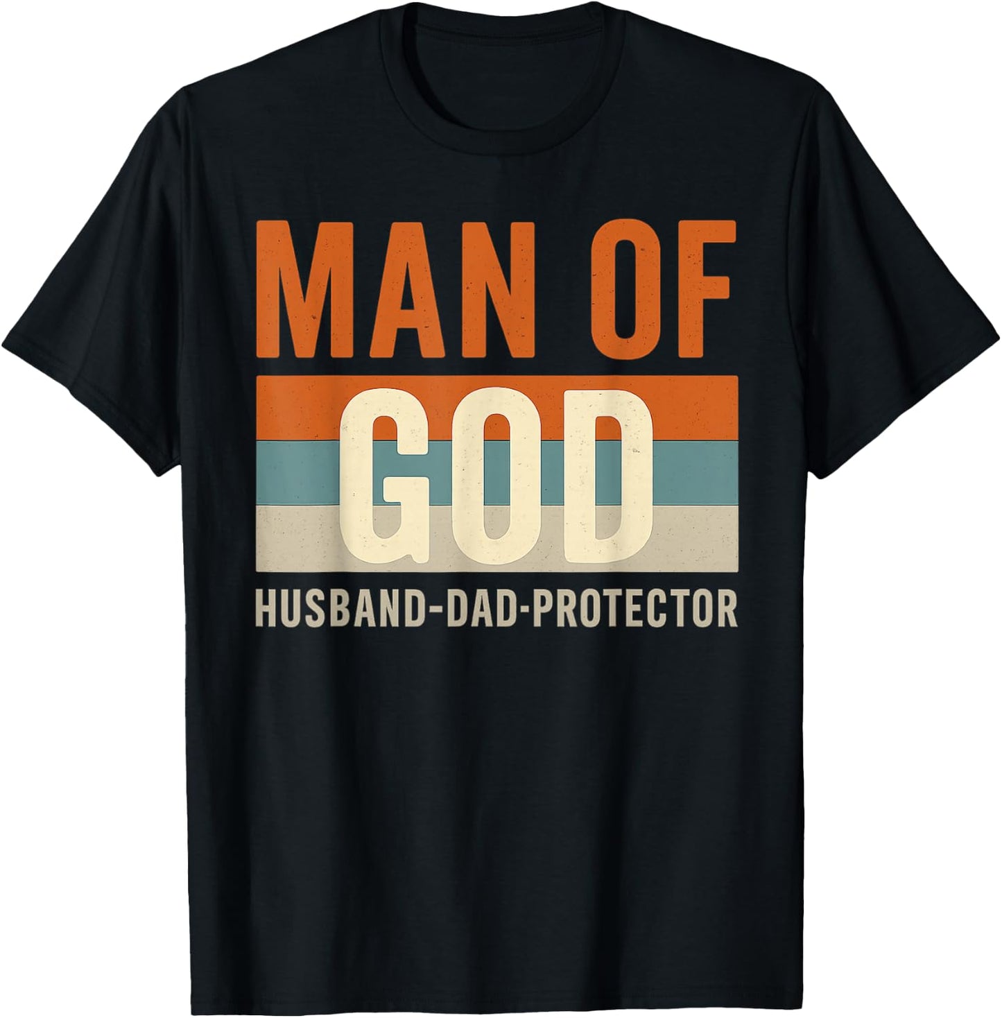 Husband Daddy Protector Hero Christian Dad Fathers Day T-Shirt - T-Shirt | Black