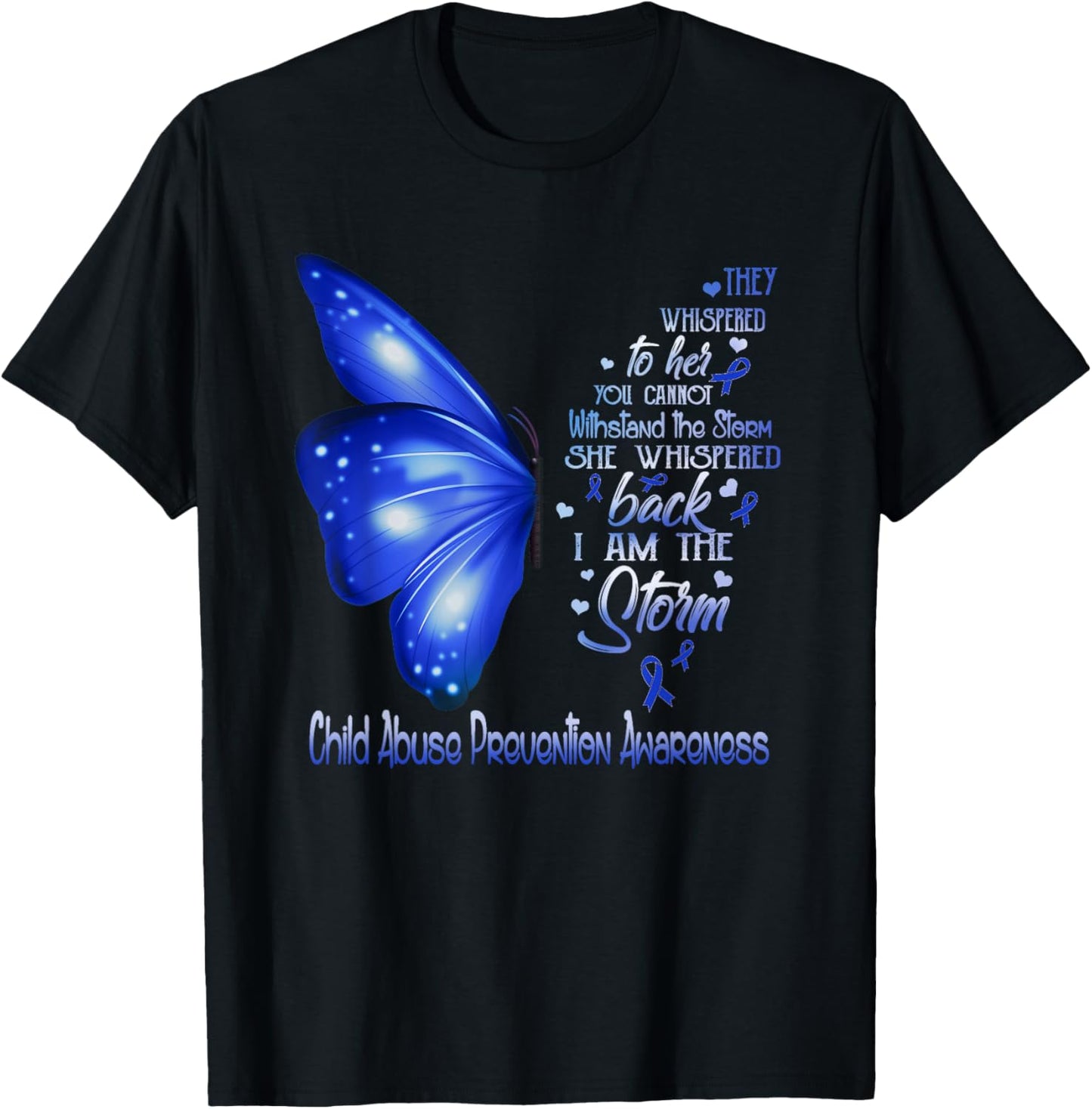 I am the storm Child Abuse Prevention Awareness Butterfly T-Shirt - T-Shirt | Black