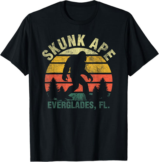 Retro Vintage Skunk Ape Florida Everglades Bigfoot T-Shirt - T-Shirt | Black
