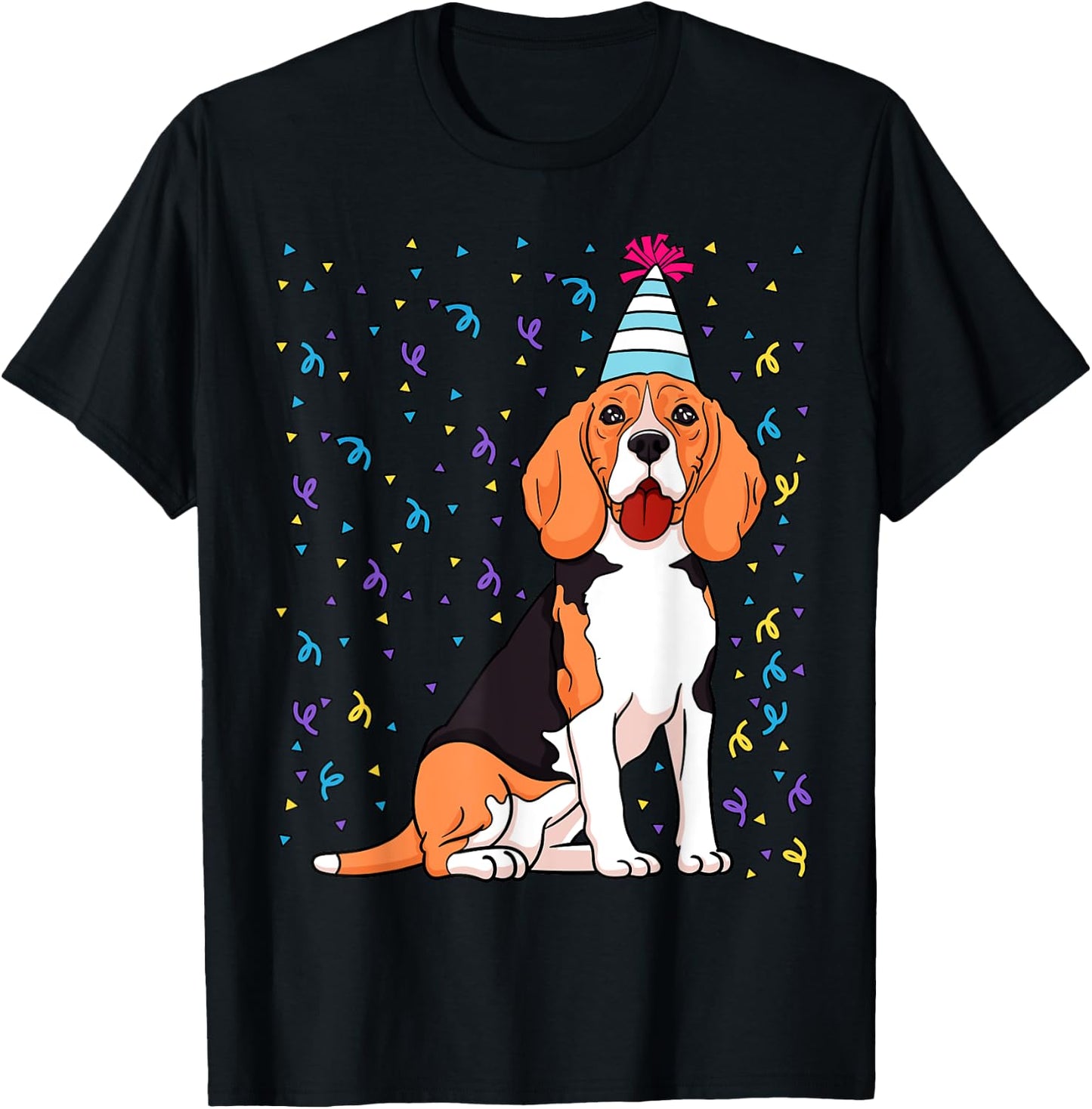 Beagle Dog Birthday Celebration Animal Bday Party Lover T-Shirt - T-Shirt | Black