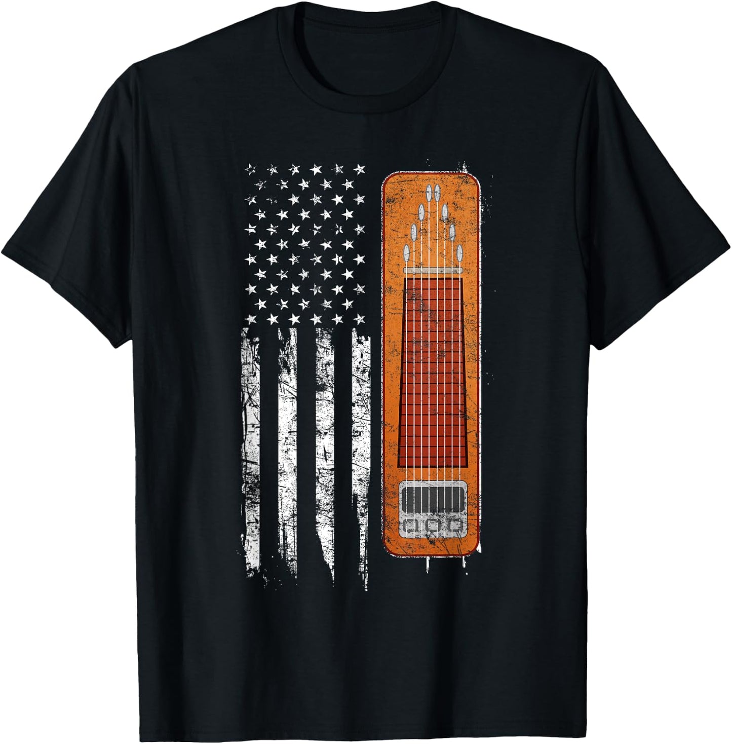 Mega Awesome Musician Shirts Vintage Pedal Steel Flag - Black, Small T-Shirt - T-Shirt | Black