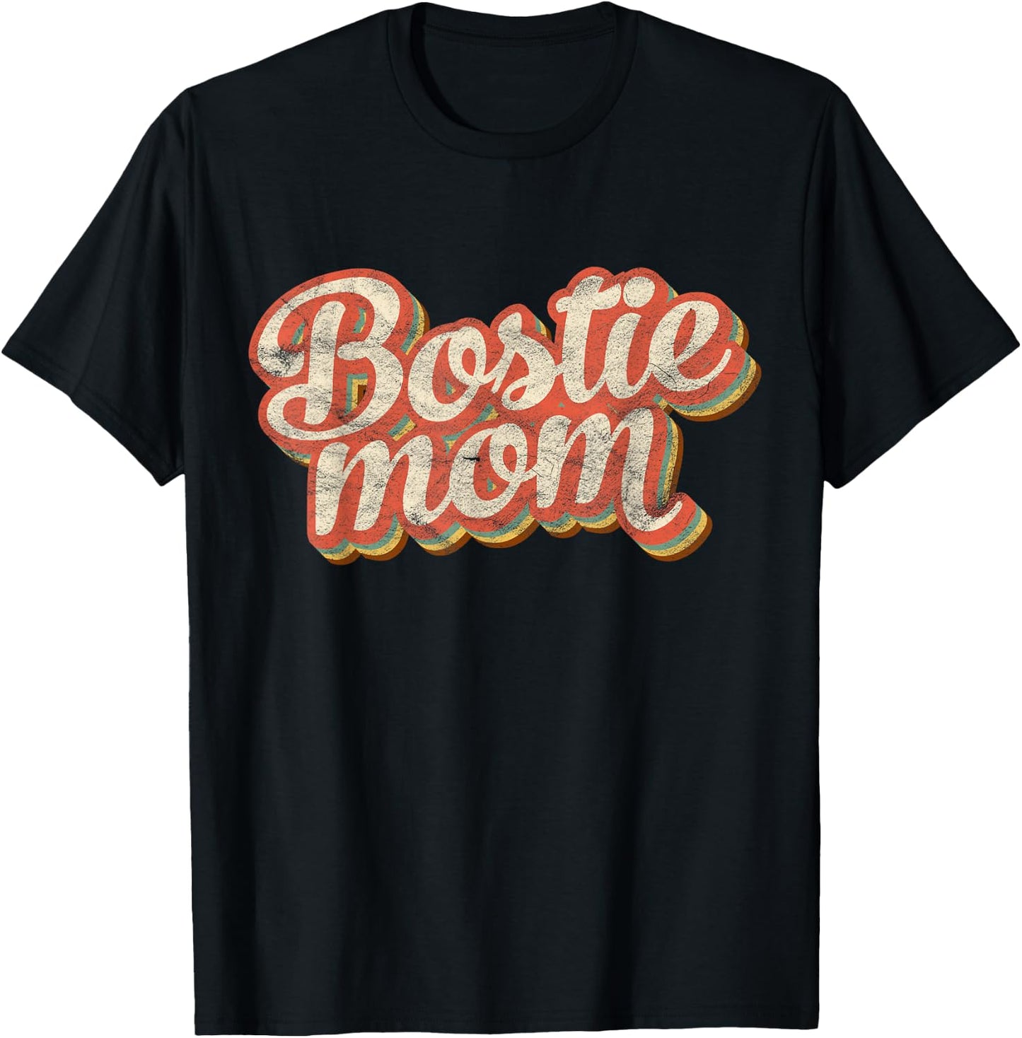 Vintage Boston Terrier Mom Gift Dog Lover Pet Bostie Mama Men Women Girls Kids T-Shirt - T-Shirt | Black