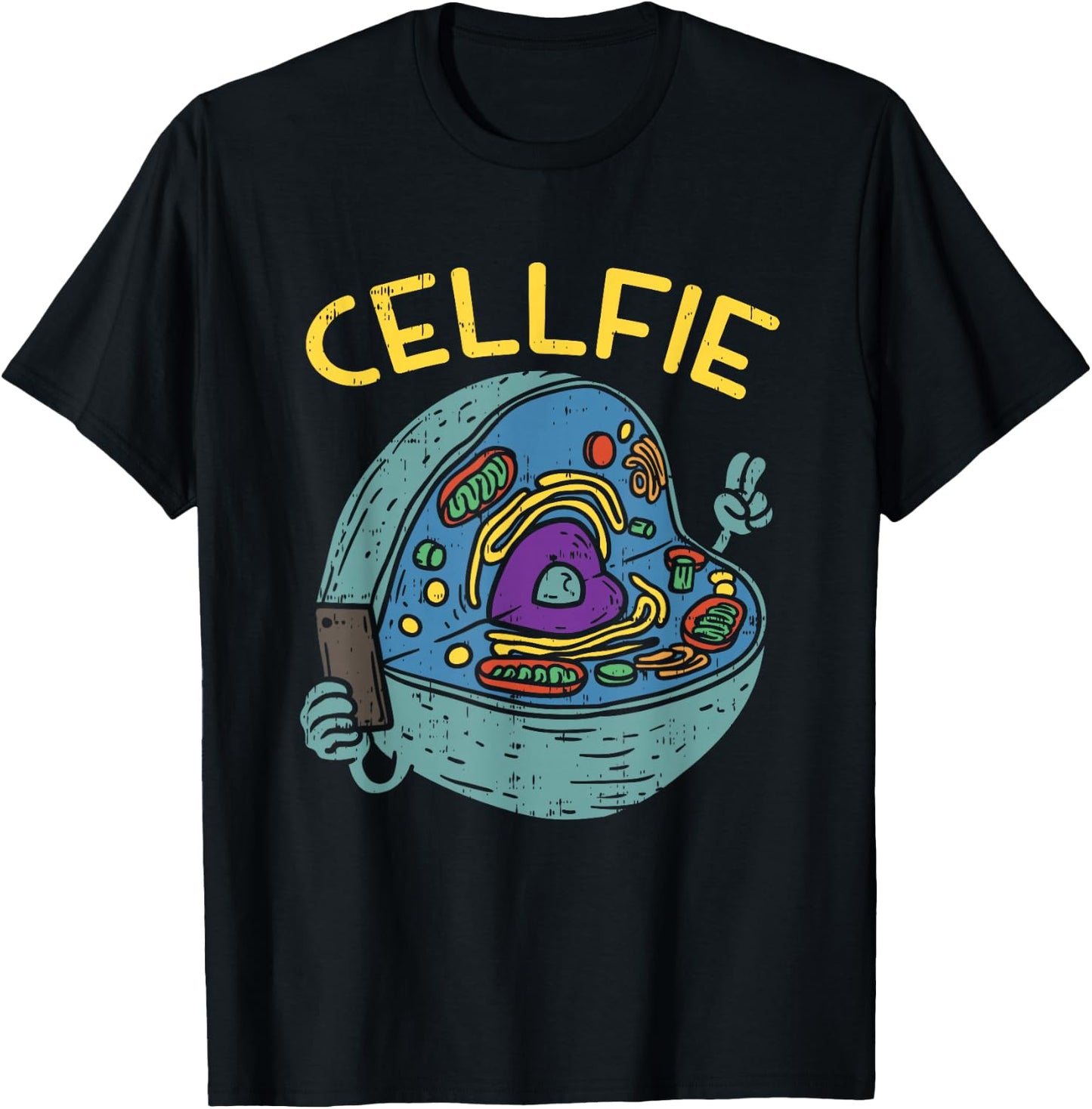 Cell Fie Funny Cellfie Selfie Science Biology Teacher T-Shirt - T-Shirt | Black