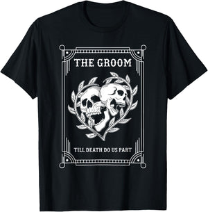 Gothic Halloween Groom Bride Wedding Bachelorette Party T-Shirt - T-Shirt | Black