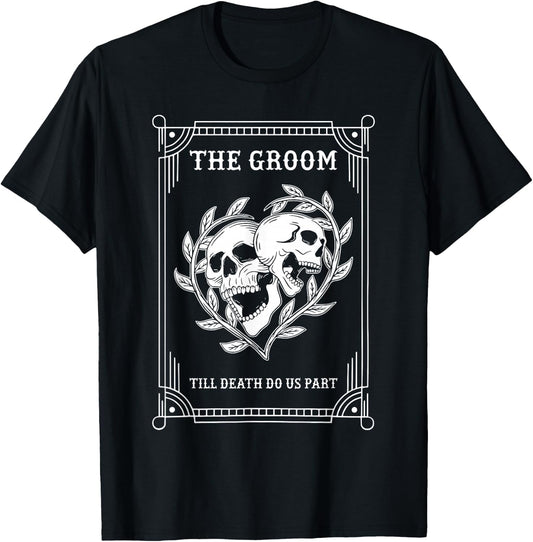Gothic Halloween Groom Bride Wedding Bachelorette Party T-Shirt - T-Shirt | Black