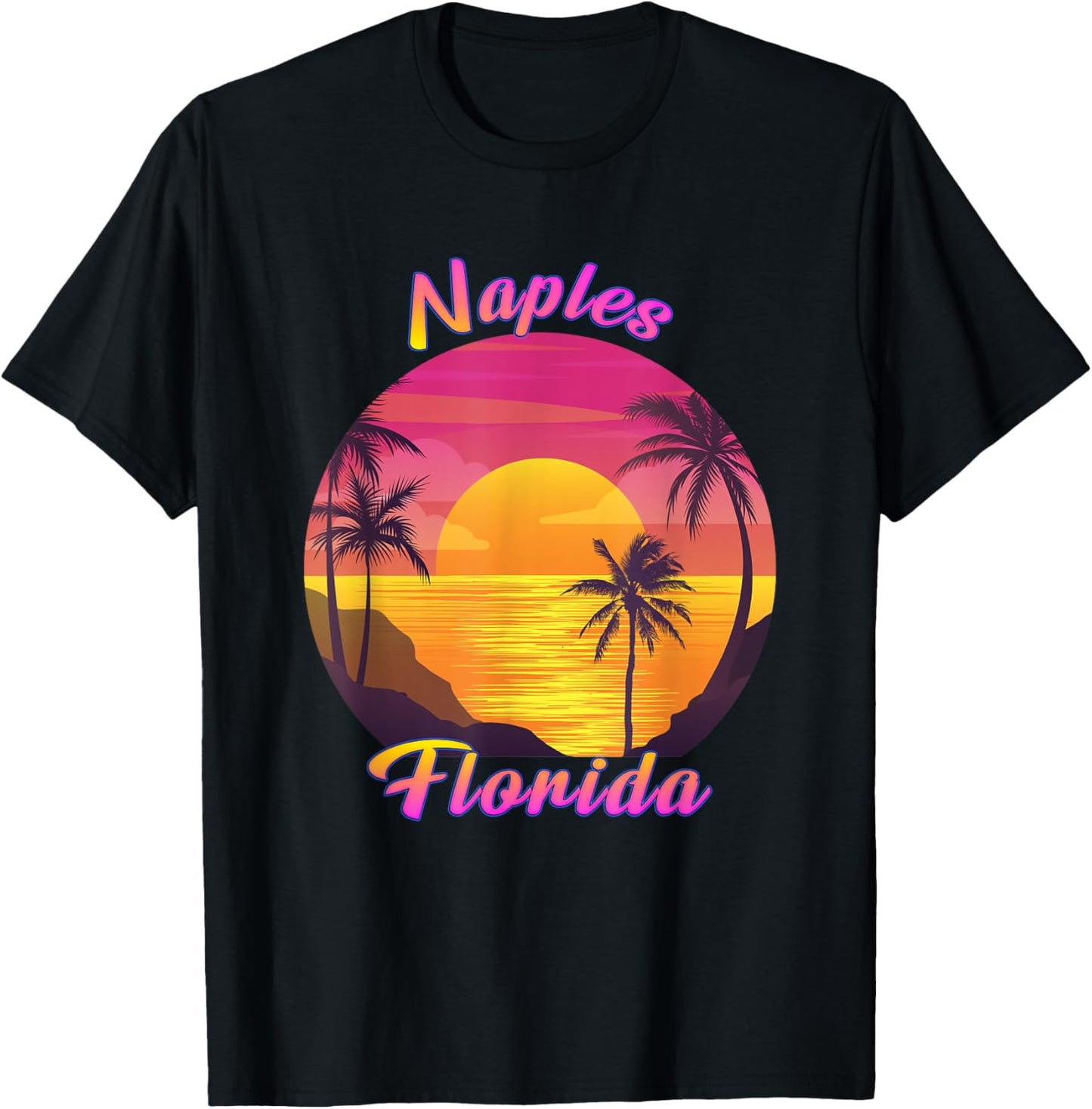 Naples FL Florida Vintage Retro 70s 80s Vacation Souvenir T-Shirt - T-Shirt | Black