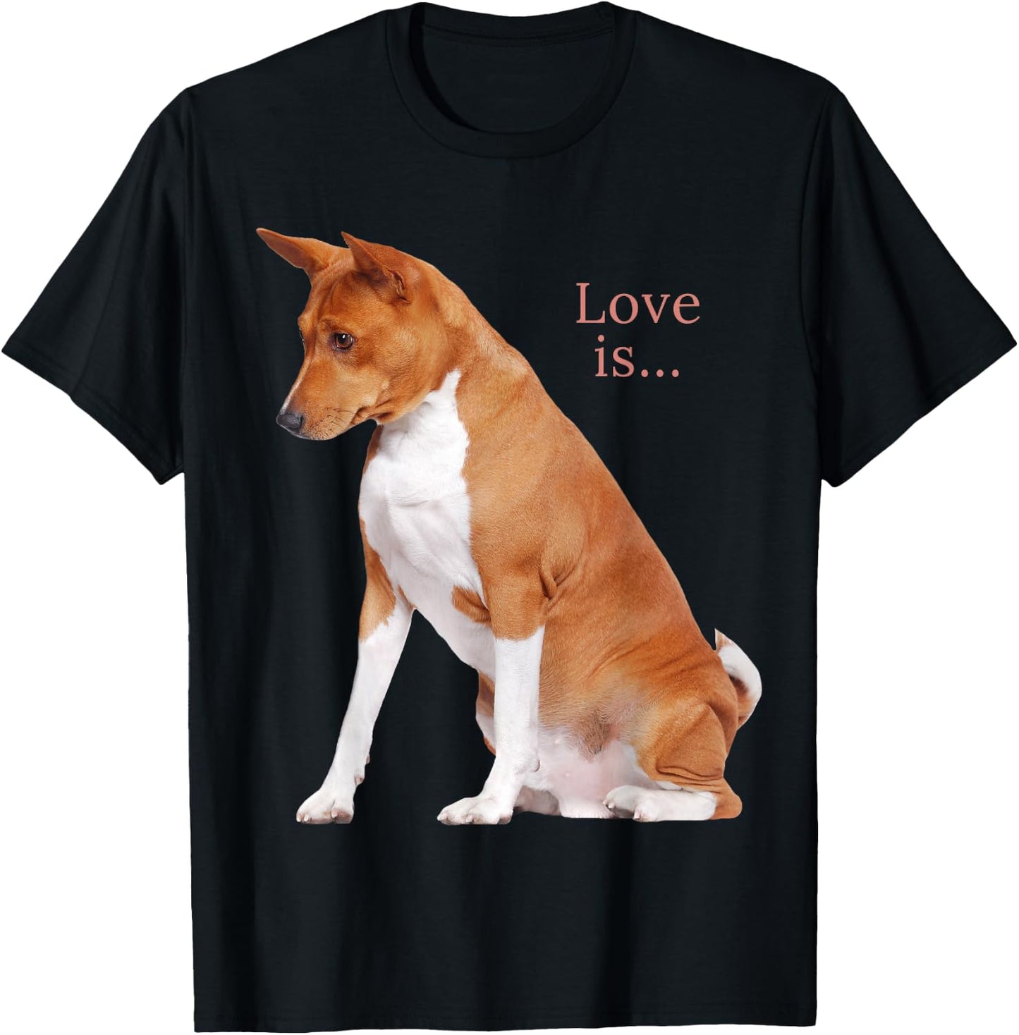 Basenji Shirt Dog Mom Dad Love Puppy Cute Love is Pet Women Girls Kids T-Shirt - T-Shirt | Black