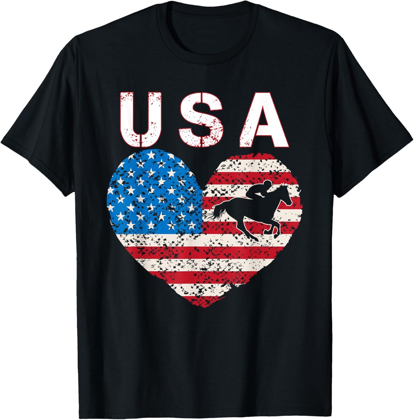 USA Equestrian team American flag US Horses rider men women T-Shirt - T-Shirt | Black