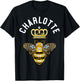 Charlotte Name Charlotte Birthday Queen Crown Bee Charlotte T-Shirt - T-Shirt | Black