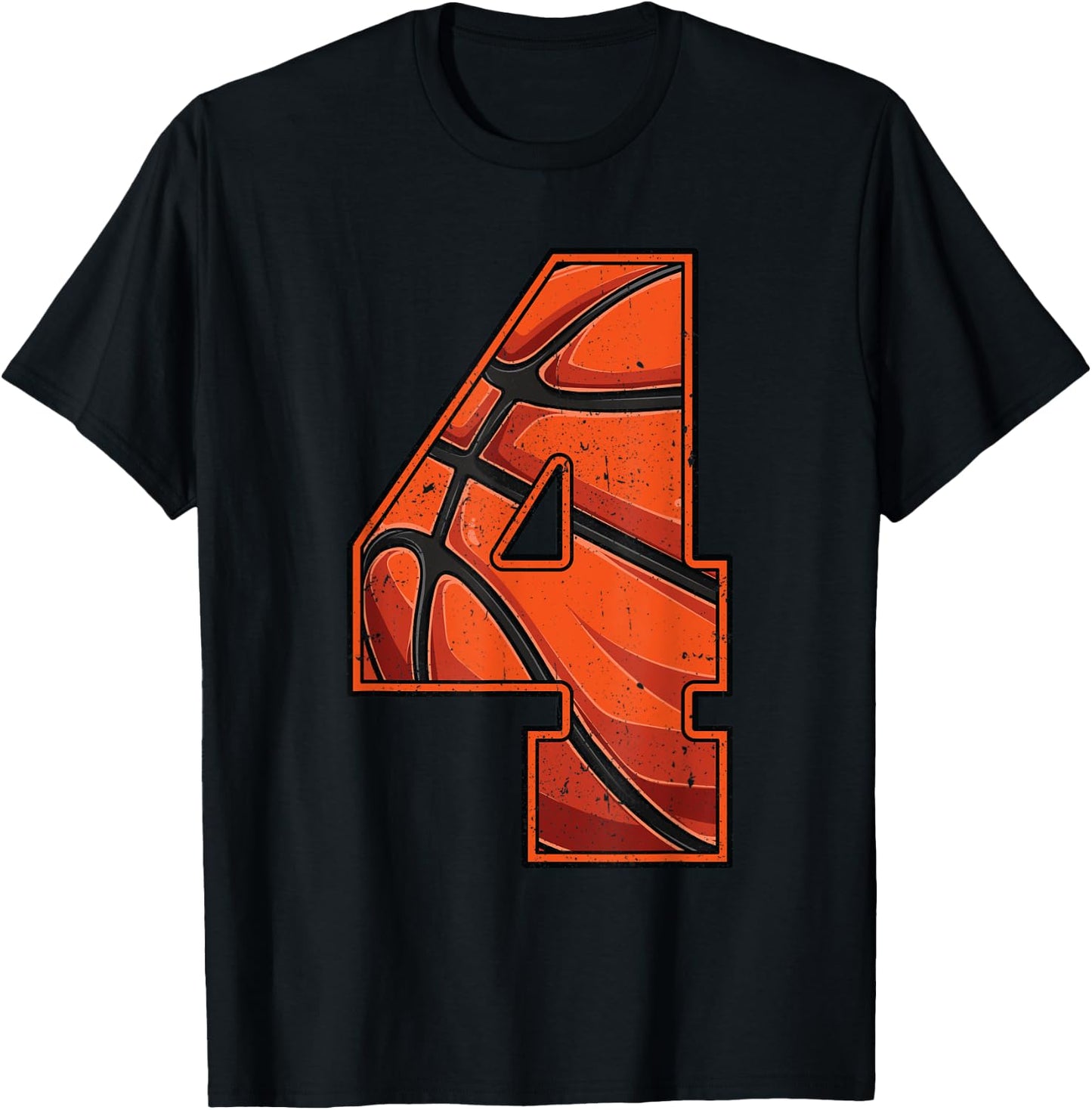 Basketball Fourth 4th Birthday Boy Girl Four 4 Years Old T-Shirt - T-Shirt | Black