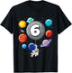 Kids 6th Birthday Astronaut Balloon Planet 6 Year Old Boy T-Shirt - T-Shirt | Black