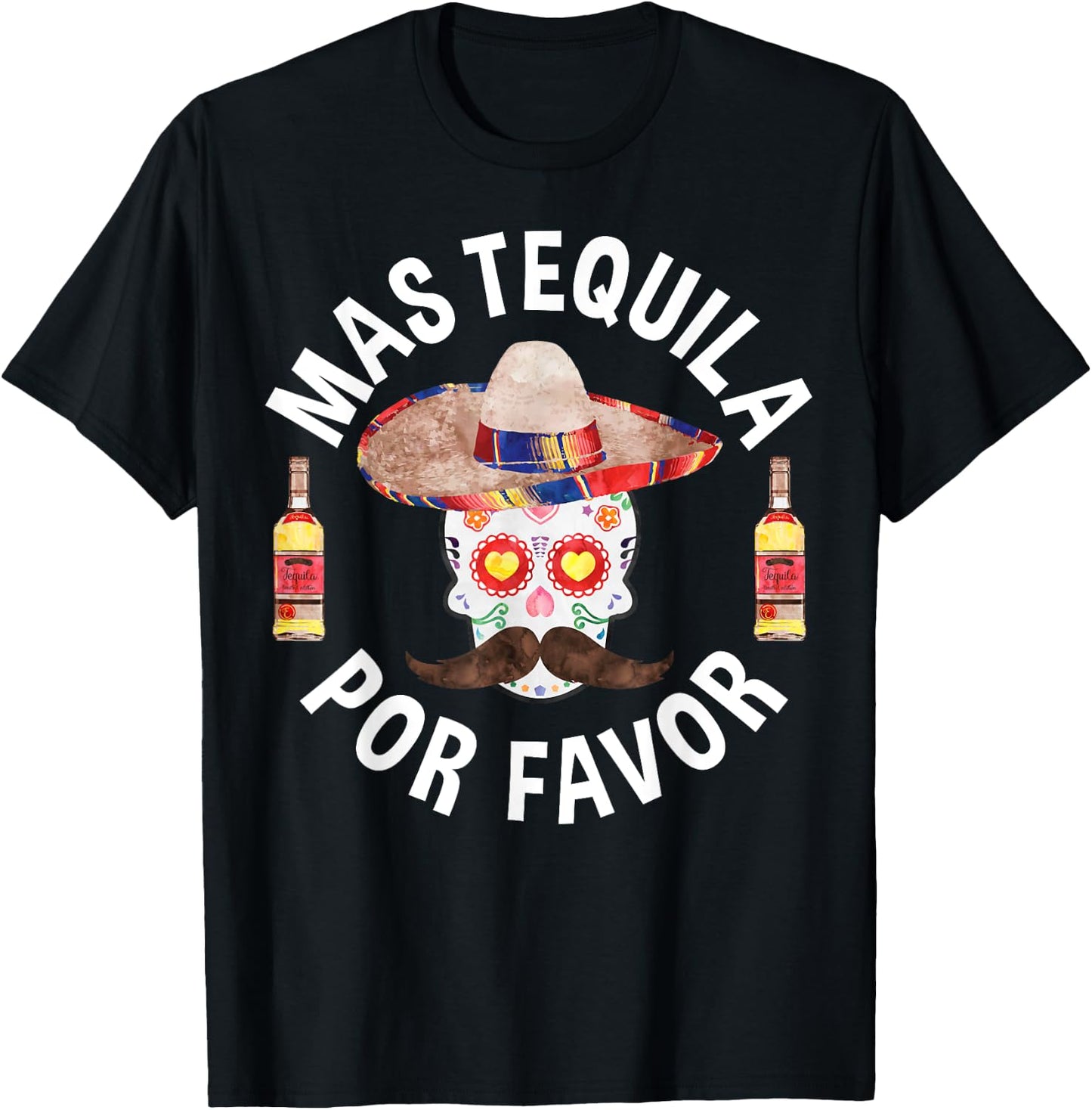 Mas Tequila Por Favor Shirt Men Women Cinco De Mayo T-Shirt - T-Shirt | Black