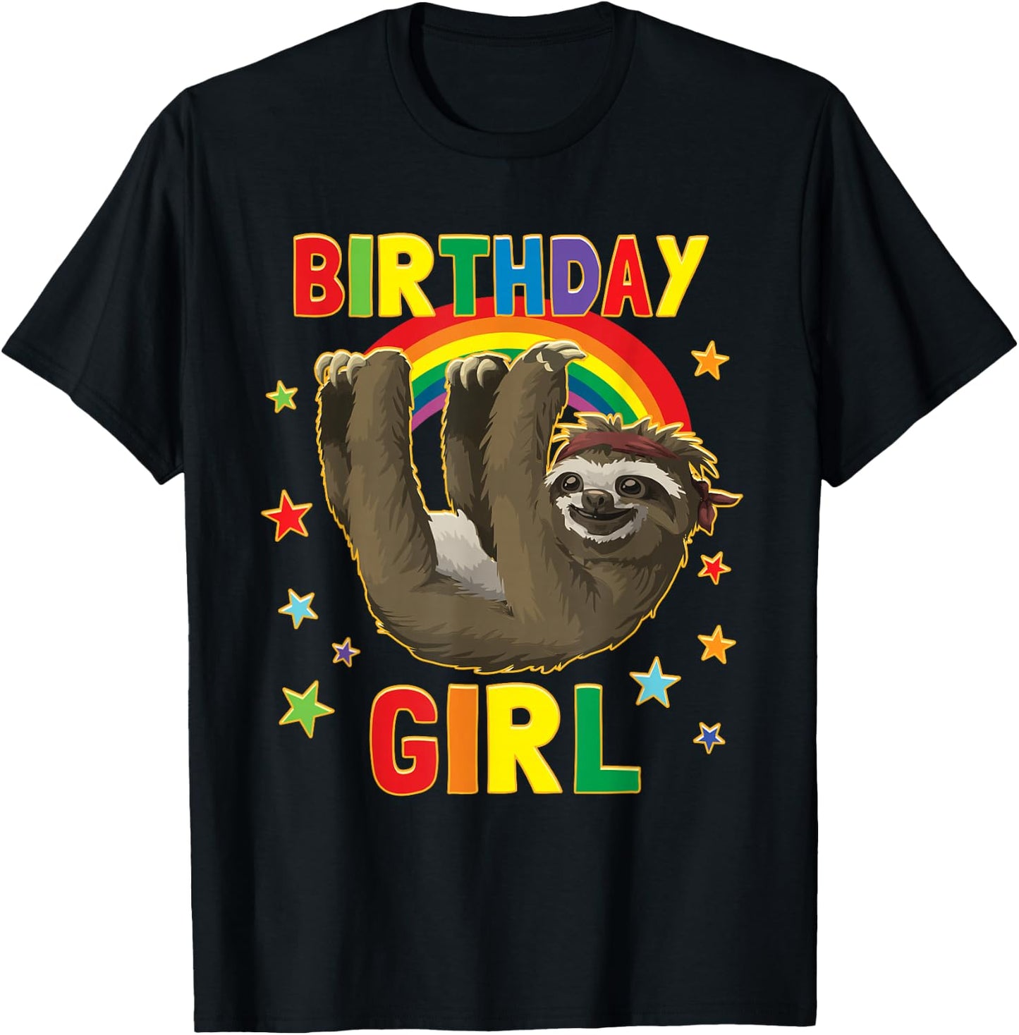Girl Birthday Sloth B-day Party Kids Gift Sloth Lovers T-Shirt - T-Shirt | Black