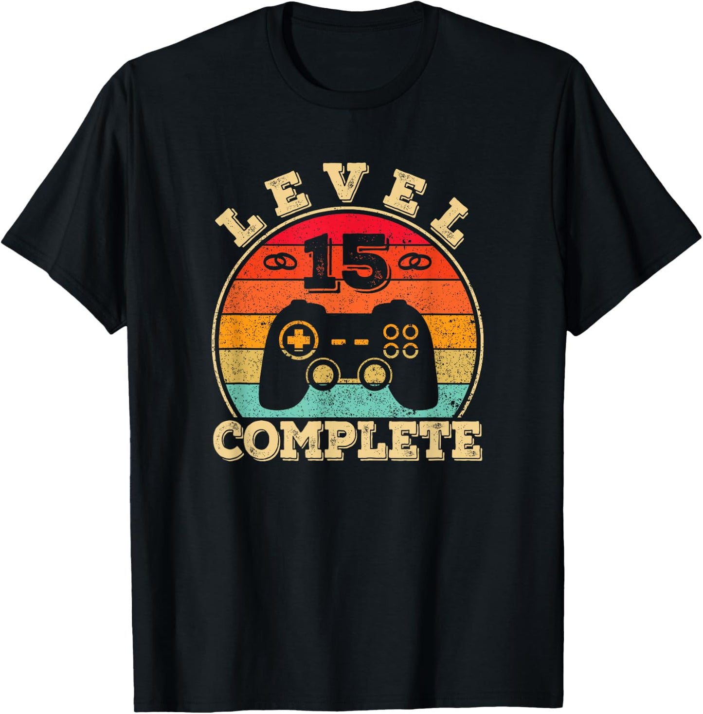 15th Wedding Anniversary | 15 Years Married Man | Level 15 T-Shirt - T-Shirt | Black
