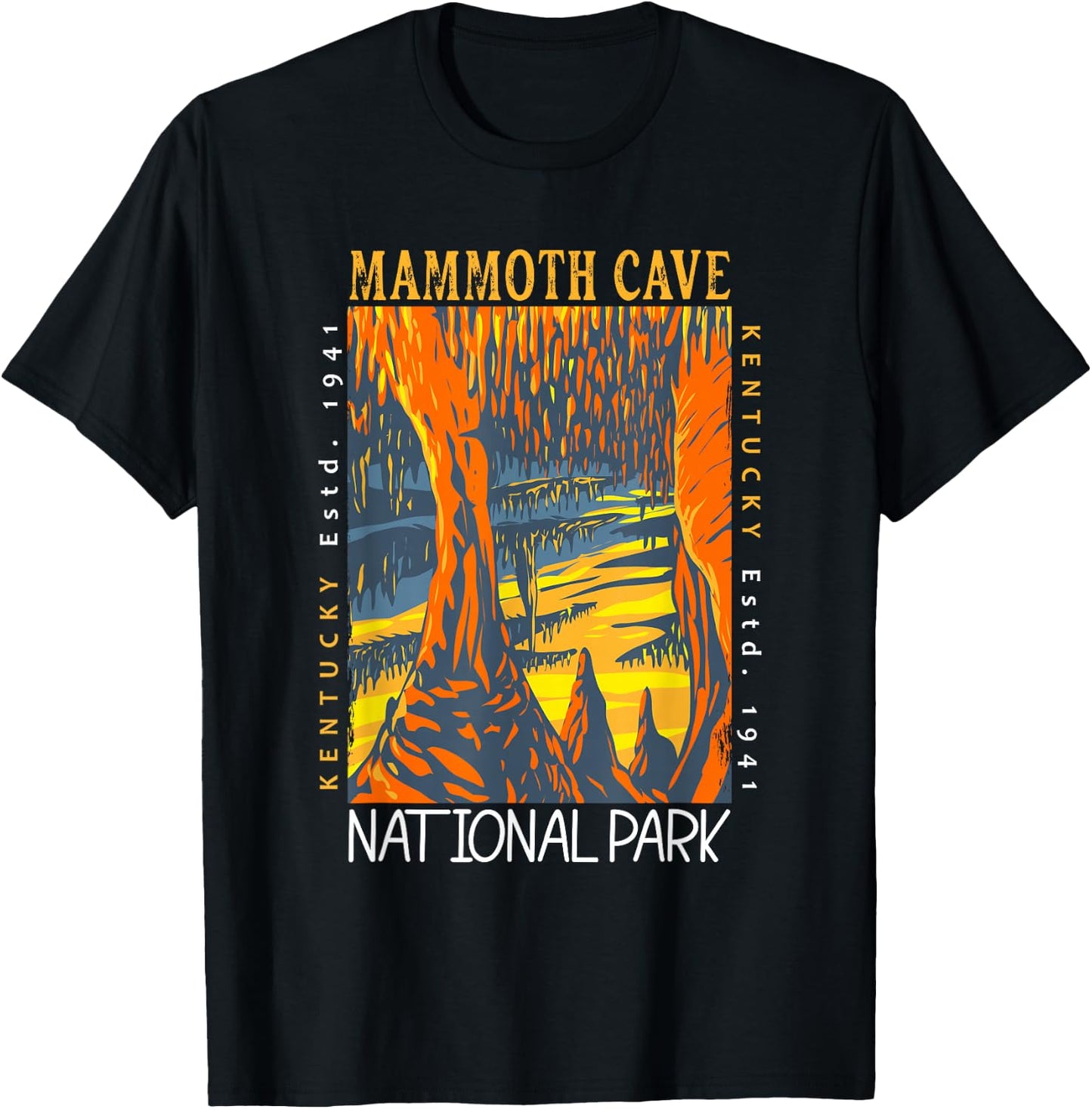 Mammoth Cave National Park Kentucky Distressed Vintage T-Shirt - T-Shirt | Black