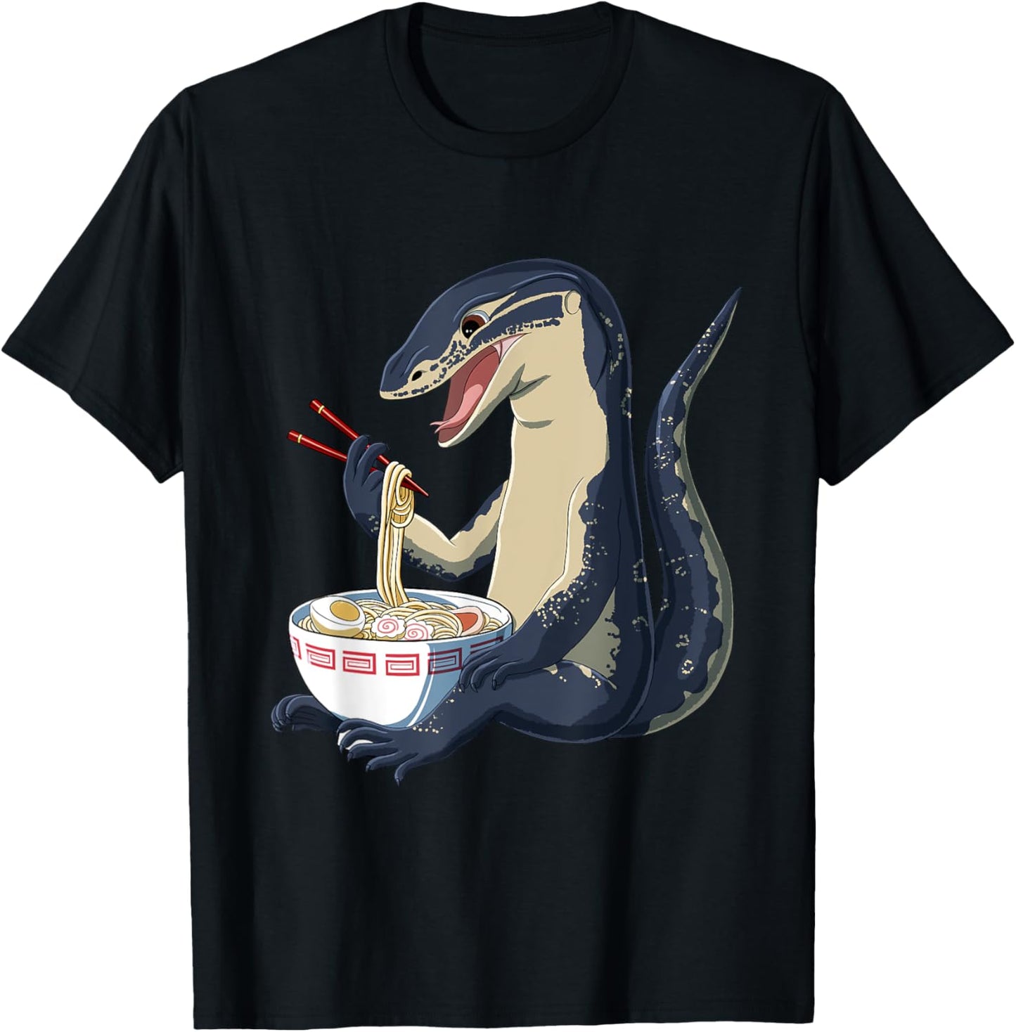 Funny Japanese Anime Ramen Noodles Waran Komodowaran T-Shirt - T-Shirt | Black