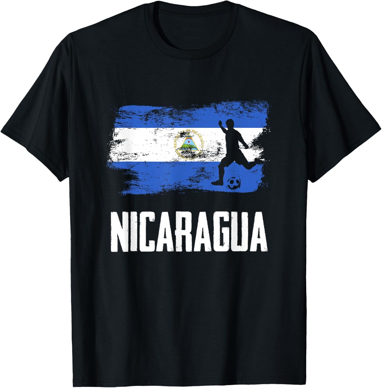 Nicaragua Flag Jersey Nicaraguan Soccer Team Nicaraguan T-Shirt - T-Shirt | Black