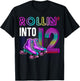 Rollin' into 12 Roller Skating Rink 12th Birthday Party Girl T-Shirt - T-Shirt | Black