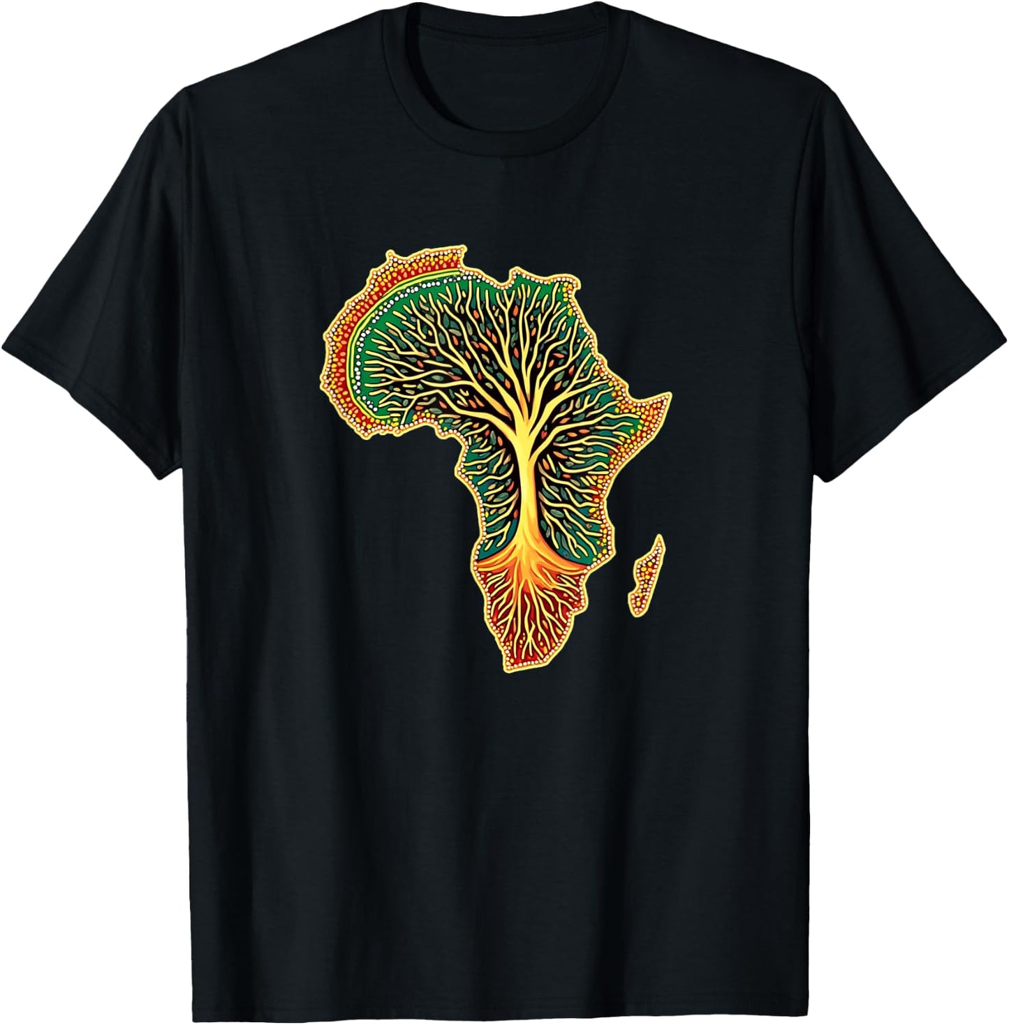 African Roots Africa Map Melanin Juneteenth T-Shirt - T-Shirt | Black