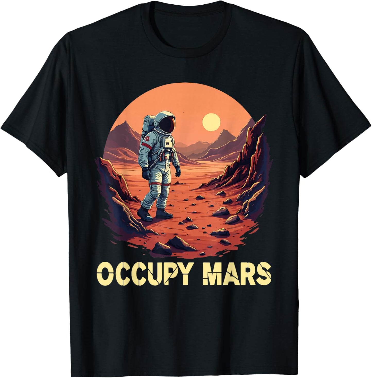 Occupy Mars Astronomy Lovers Space Explorer Astronaut Retro T-Shirt - T-Shirt | Black