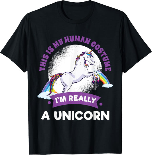 This Is My Human Costume I'm Really A Unicorn T-Shirt - T-Shirt | Black