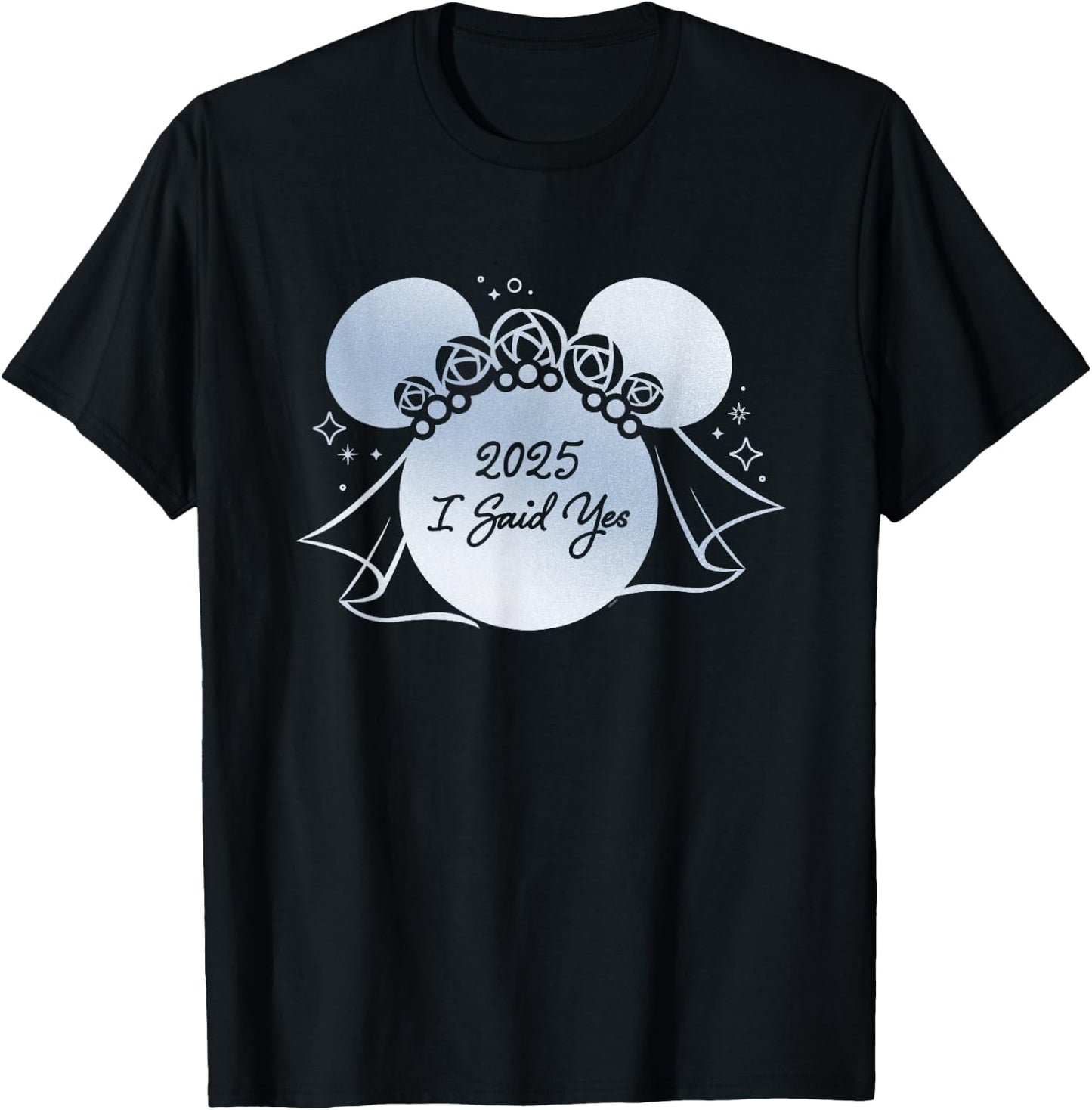 Disney I Said Yes Proposal Engagement Bridal Veil Minnie ’25 T-Shirt - T-Shirt | Black