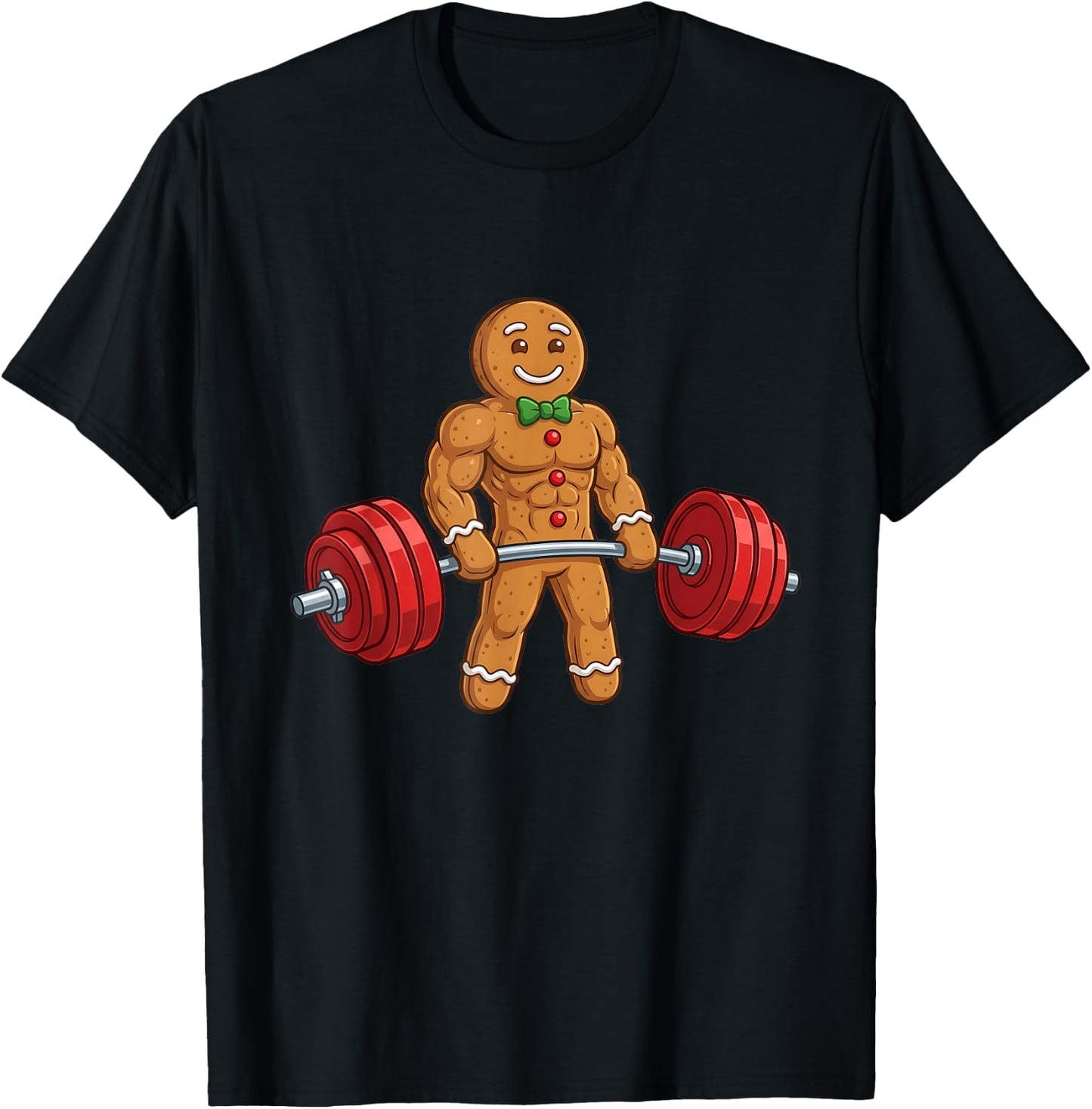 Funny Gingerbread Man Gym Bodybuilding Christmas T-Shirt - T-Shirt | Black