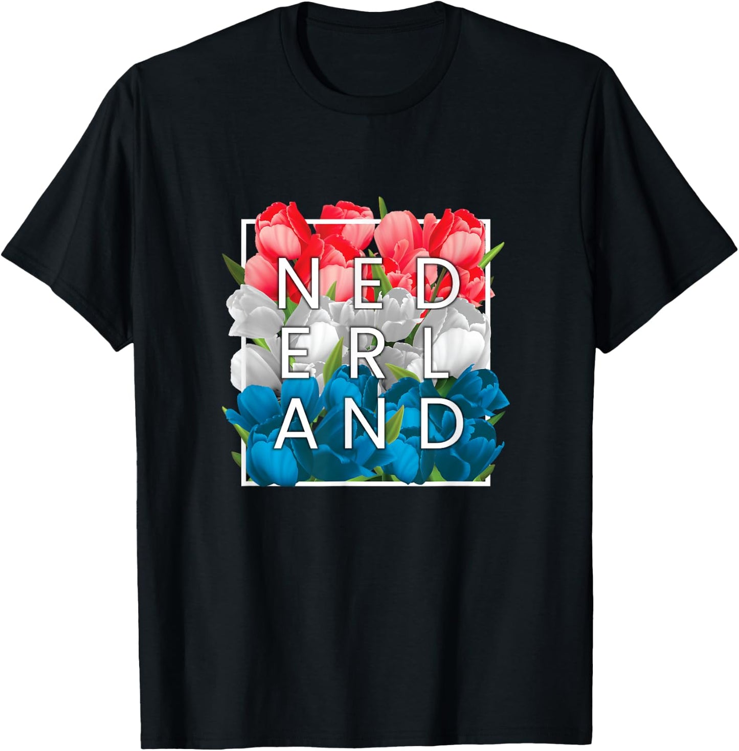 Flowers of Nederland Word Art - The Netherlands Dutch Pride T-Shirt - T-Shirt | Black