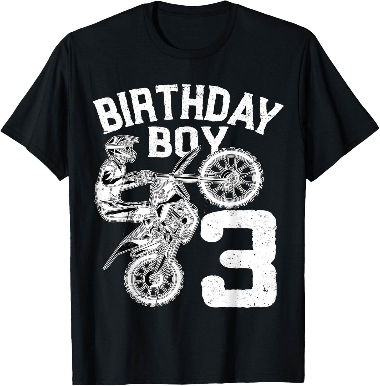 Kids 3 Year Old Dirt Bike Birthday Party Motocross MX 3rd T-Shirt - T-Shirt | Black