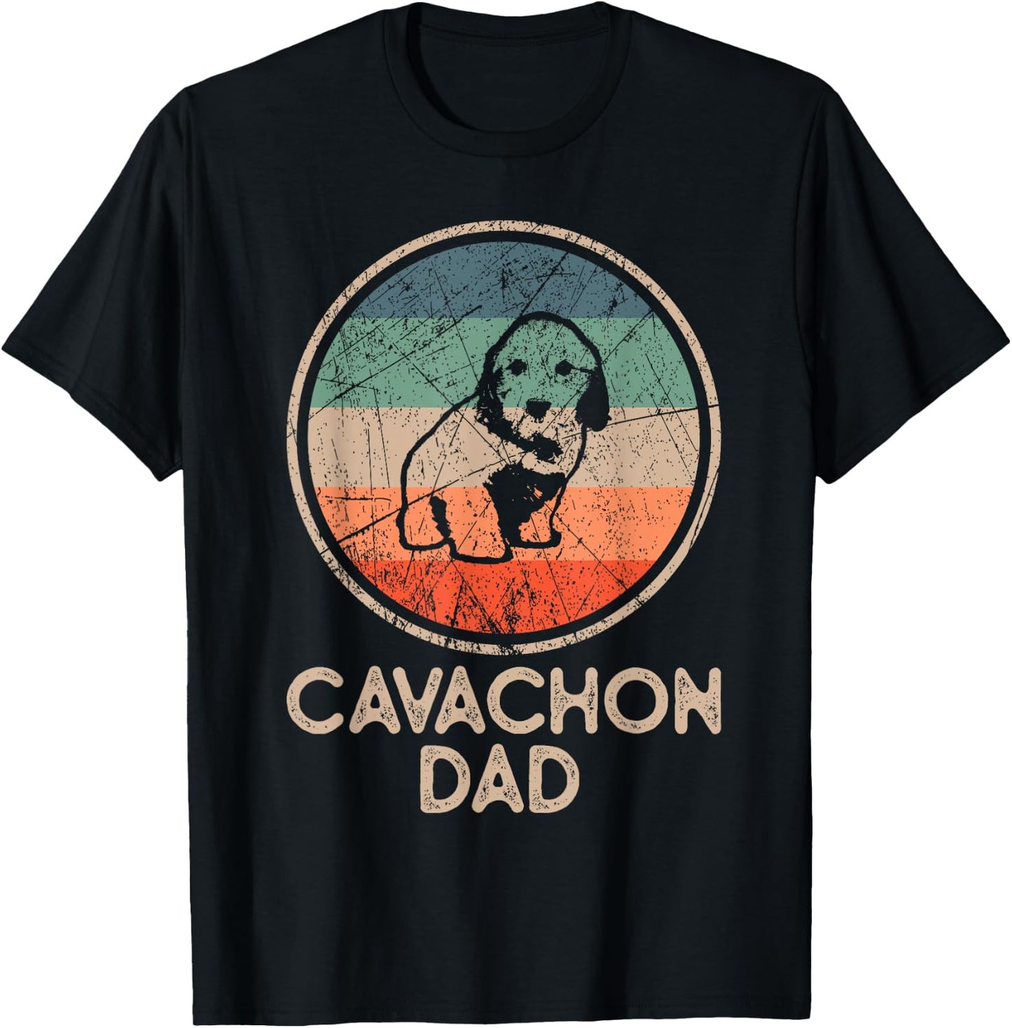 Cavachon Dog - Vintage Cavachon Dad T-Shirt - T-Shirt | Black