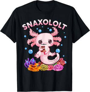 Kawaii Axolotl Snaxolotl Shirt Kid Toddler Teen Cute Axolotl T-Shirt - T-Shirt | Black