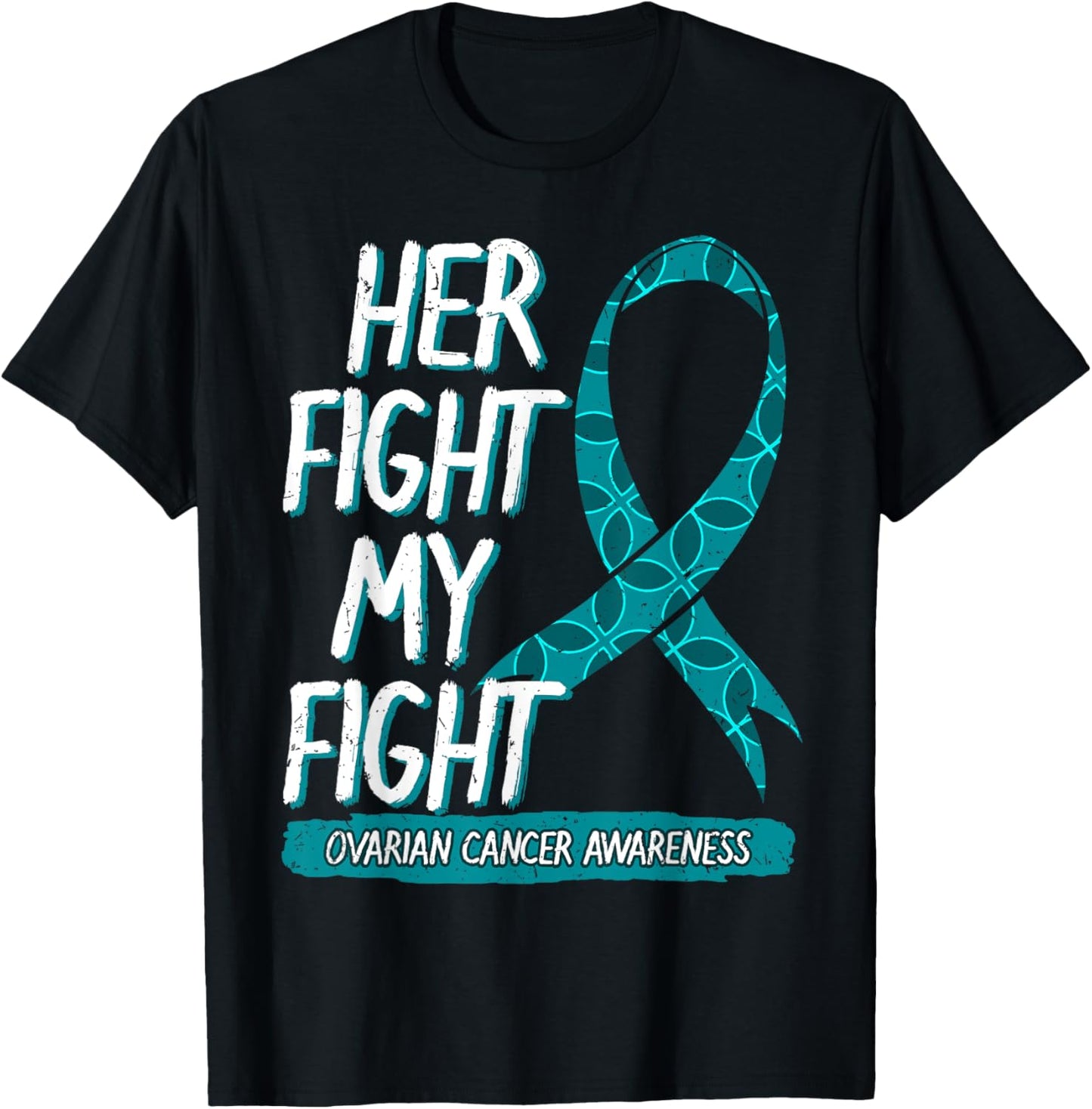 Ovarian Cancer Awareness Carcinoma Teal Ribbon Gynecology T-Shirt - T-Shirt | Black