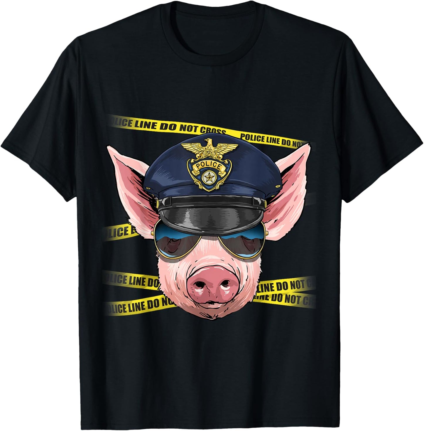 Pig Police Farmer Pig Farm Animal Lover T-Shirt - T-Shirt | Black