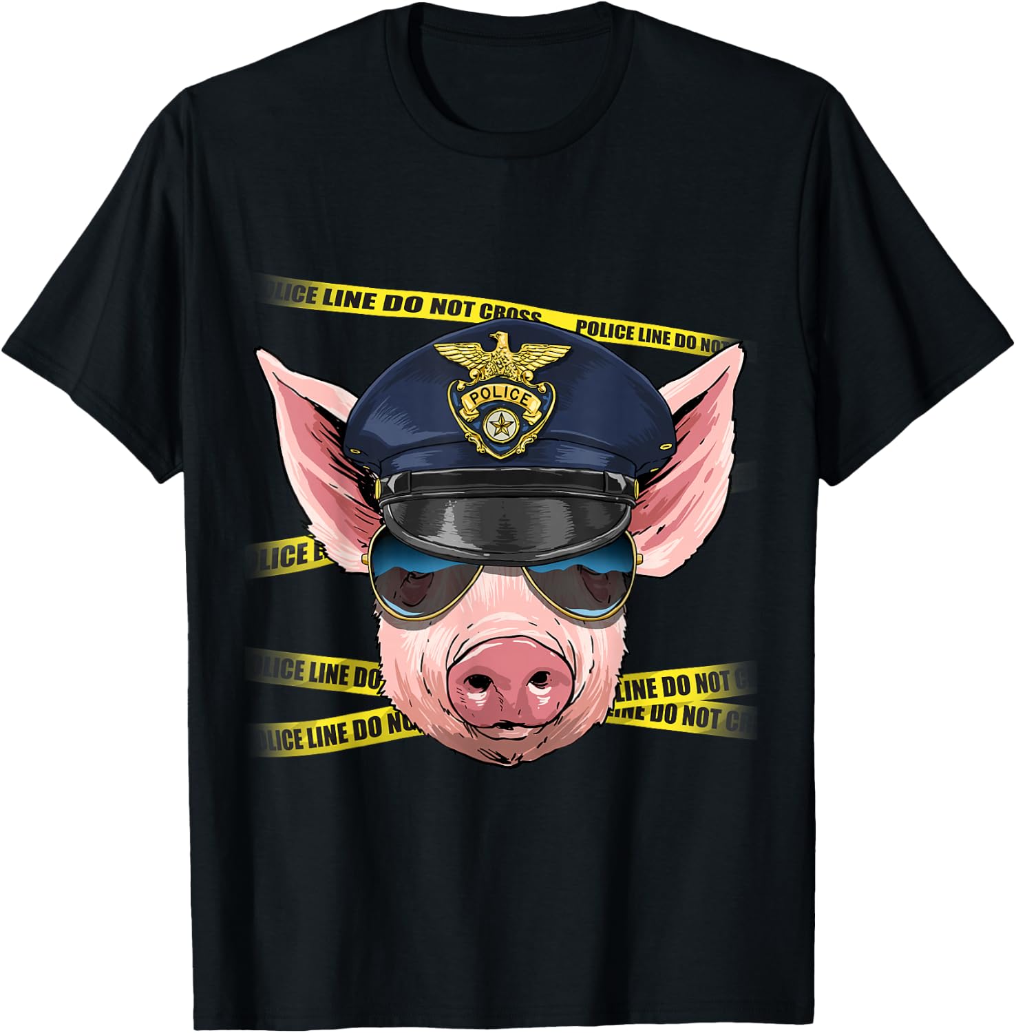 Pig Police Farmer Pig Farm Animal Lover T-Shirt - T-Shirt | Black