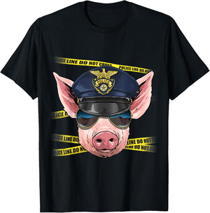 Pig Police Farmer Pig Farm Animal Lover T-Shirt - T-Shirt | Black