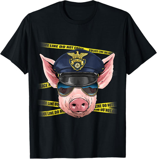 Pig Police Farmer Pig Farm Animal Lover T-Shirt - T-Shirt | Black