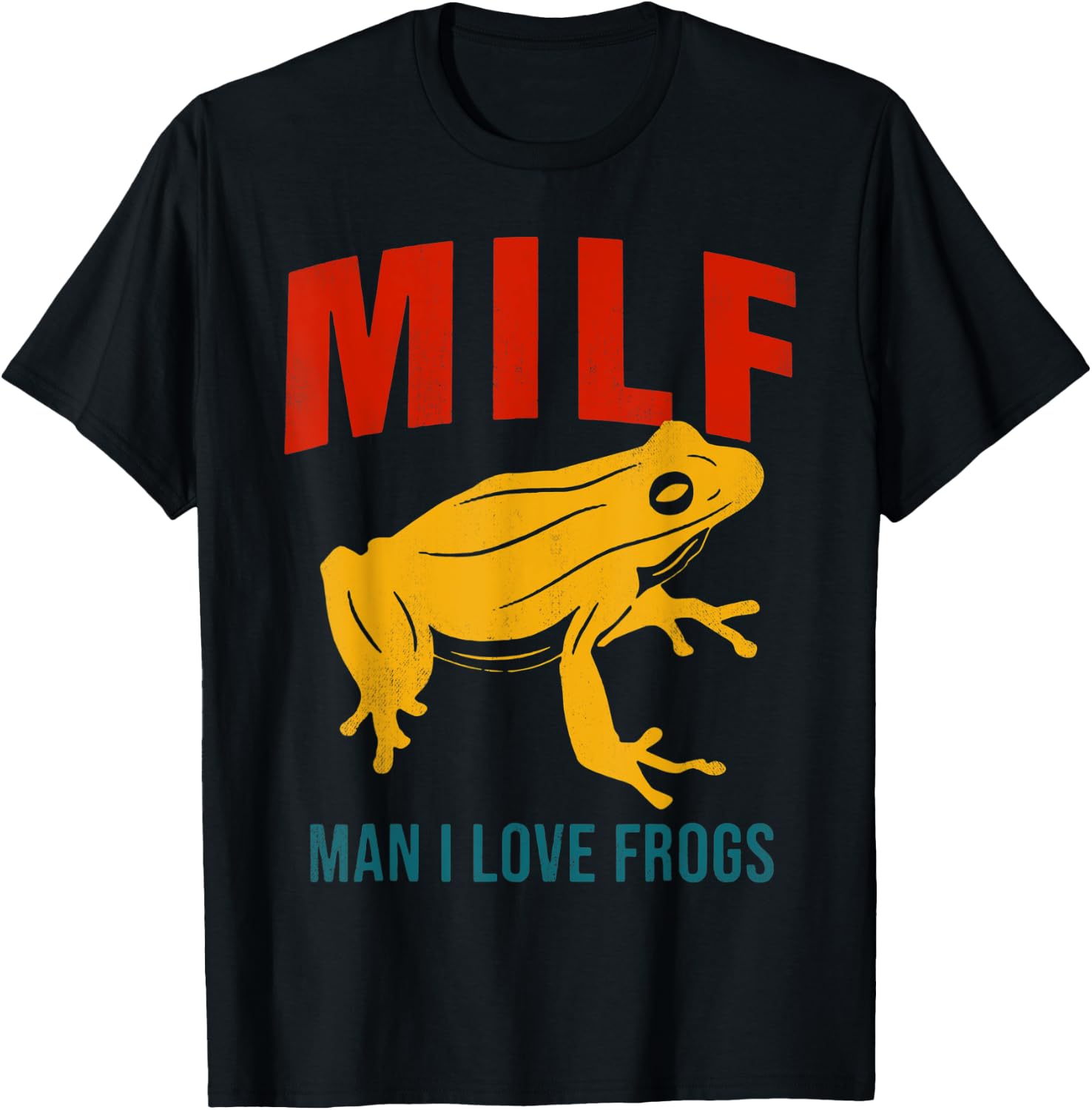 M.ILF Man I Love Frogs Funny Tree Frog Quote Vintage Style T-Shirt - T-Shirt | Black