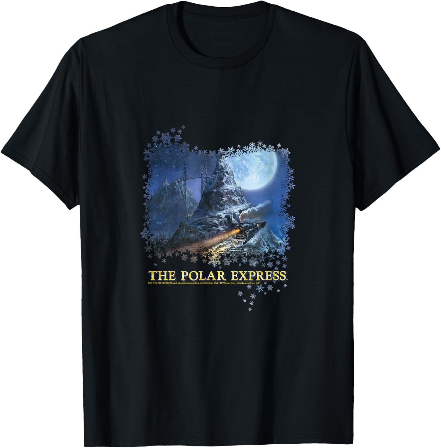 Polar Express Mountain Painting T-Shirt - T-Shirt | Black