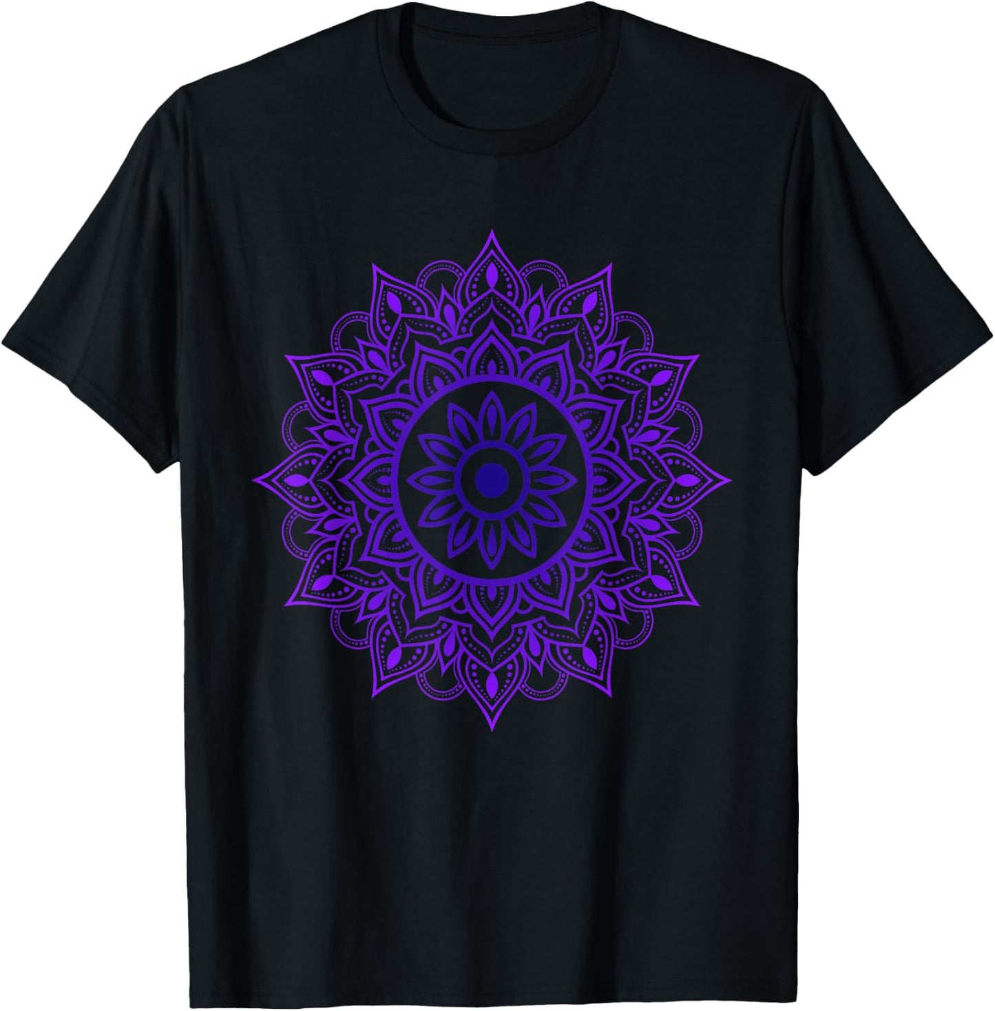 Purple Mandala Pattern Meditation Colorful Geometric Shapes T-Shirt - T-Shirt | Black