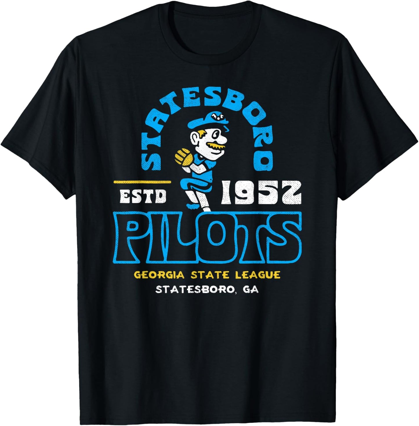 Statesboro Pilots Georgia Vintage Defunct Baseball T-Shirt - T-Shirt | Black