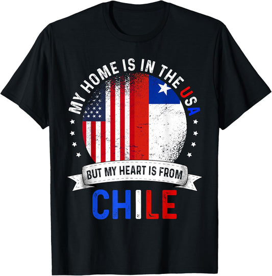 Chilean American Patriot Heart is from Chile Flag T-Shirt - T-Shirt | Black