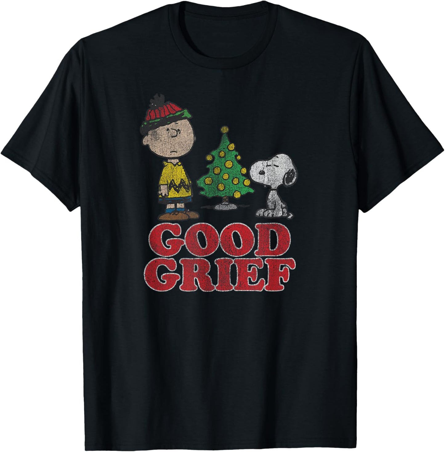 Peanuts Holiday Good Grief Snoopy and Charlie Brown T-Shirt - T-Shirt | Black