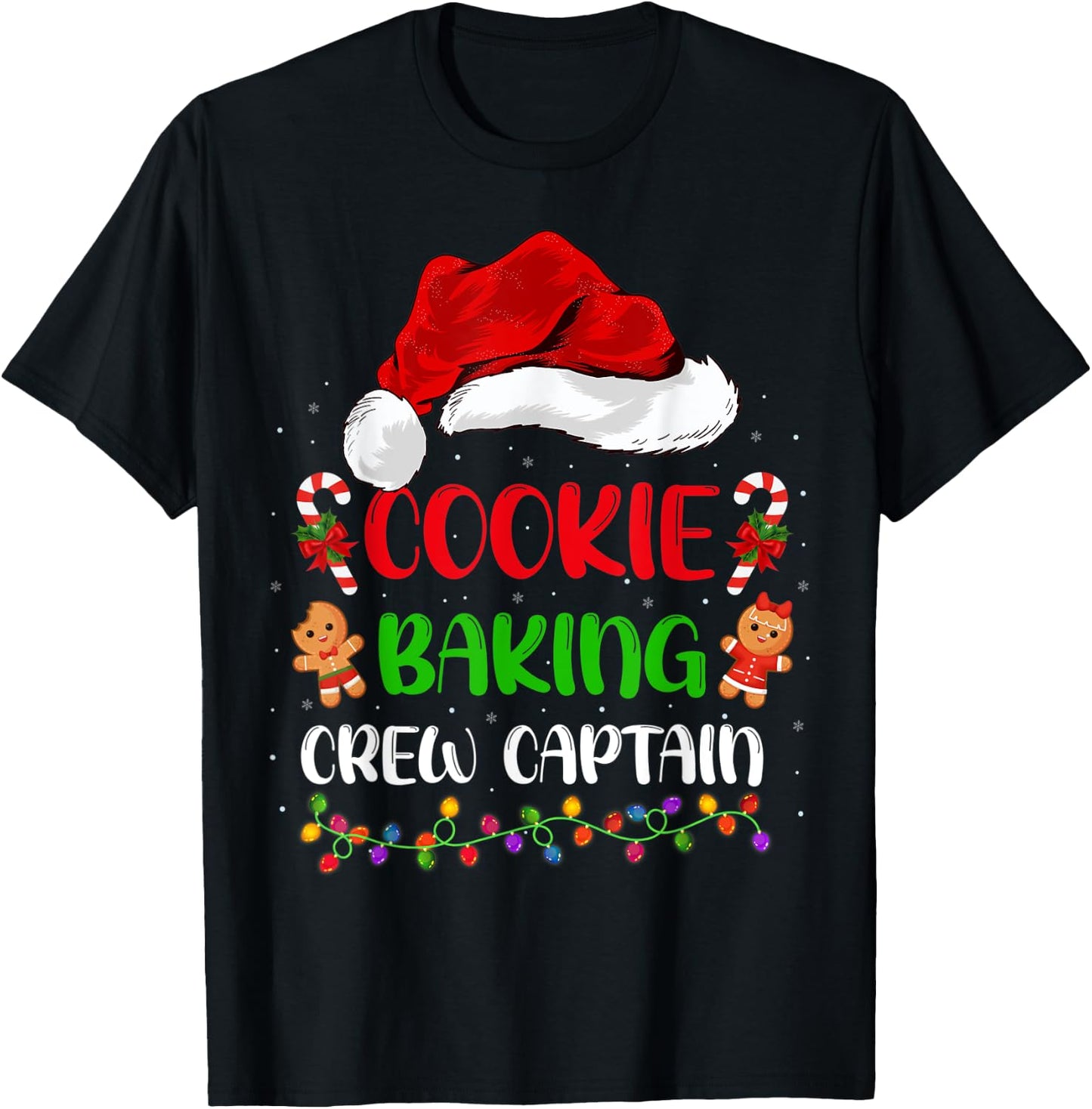 Funny Baker Santa Cookie Baking Crew Captain Christmas T-Shirt - T-Shirt | Black