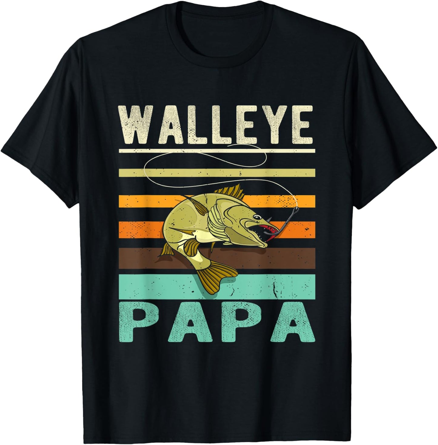 Walleye Papa - Fisherman - Fish - Angler - Funny Fishing T-Shirt - T-Shirt | Black